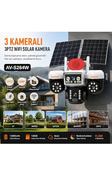 Avenir Av-s264w 3 Kameralı 3ptz Wifi Solar Güvenlik Kamerası