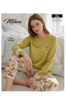Miressa Kadın Uzun Pijama Takımı Çağla Yeşili Miressa Kadın Uzun Pijama Takımı Çağla Yeşili