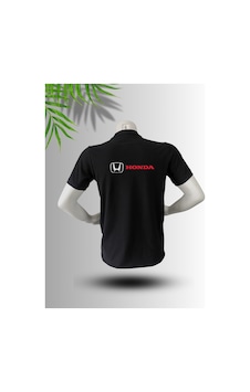 Frooy Honda Logo Baskılı Polo Yaka Pamuklu T-shirt Siyah Frooy Honda Logo Baskılı Polo Yaka Pamuklu T-shirt Siyah