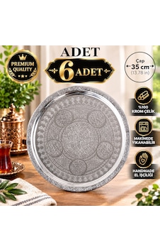 6 Lı 35 Cm Nakışlı Krom Çelik Tepsi Seti 430 Kalite Özel Motifli Servis Tepsisi Makinede Yıkanabilir Gümüş 6 Lı 35 Cm Nakışlı Krom Çelik Tepsi Seti 430 Kalite Özel Motifli Servis Tepsisi Makinede Yıkanabilir Gümüş