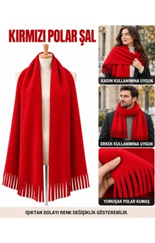 Bigohobi Unisex Polar Şal, Kadın Ve Erkek Kışlık Püsküllü Yumuşak Polar Kumaş Şal Kırmızı Bigohobi Unisex Polar Şal, Kadın Ve Erkek Kışlık Püsküllü Yumuşak Polar Kumaş Şal Kırmızı