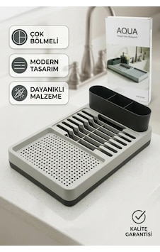 Gri Çok Bölmeli Tezgah Üstü Bulaşıklık Tabak Bardak Kurutmalık Kaşıklık Standı Diğer Gri Çok Bölmeli Tezgah Üstü Bulaşıklık Tabak Bardak Kurutmalık Kaşıklık Standı Diğer