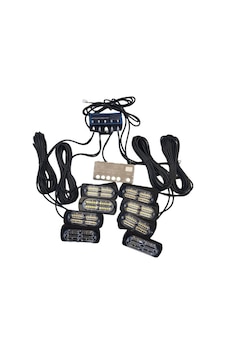 17 Fonksiyonlu Çakar Lamba 12-30v 24 Led 8 Adet Kırmızı Mavi Set / Lapa548