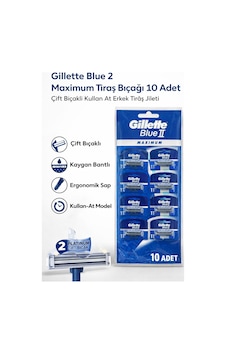 Gillette Blue 2 Maximum Tıraş Bıçağı 10 Adet Çift Bıçaklı Kullan At Erkek Tıraş Jileti Gillette Blue 2 Maximum Tıraş Bıçağı 10 Adet Çift Bıçaklı Kullan At Erkek Tıraş Jileti