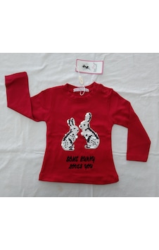 Peri Masalı Kız Bebek Tavşanlı Pullu Tek Body 6-18 Ay Kırmızı