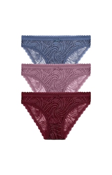 Suwen 3lü Dantelli Slip Külot St00496011055 Mavi - Bordo - Pembe Suwen 3lü Dantelli Slip Külot St00496011055 Mavi - Bordo - Pembe