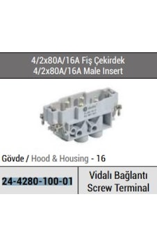 Tp Electric 24 4280 100 01 4/2x80a/16a / Fiş Çekirdek Vidalı Bağlantı Vid54 Vidalı Tp Electric 24 4280 100 01 4/2x80a/16a / Fiş Çekirdek Vidalı Bağlantı Vid54 Vidalı
