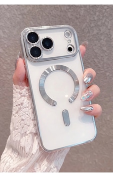Fibaks iPhone 17 Pro Max Uyumlu Kılıf Kamera Lens Korumalı Magsafe Şarj Kilifi Şeffaf Renkli Yumuşak Kapak Gümüş Fibaks iPhone 17 Pro Max Uyumlu Kılıf Kamera Lens Korumalı Magsafe Şarj Kilifi Şeffaf Renkli Yumuşak Kapak Gümüş
