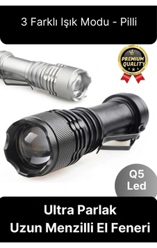 3 Fonksiyonlu Q5 Led Ultra Parlak Uzun Menzilli Pilli Yüksek Işık Gücüyle Acil Durum Kamp El Feneri Beyaz 3 Fonksiyonlu Q5 Led Ultra Parlak Uzun Menzilli Pilli Yüksek Işık Gücüyle Acil Durum Kamp El Feneri Beyaz