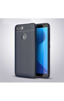 Asus Zenfone Max Plus M1 Zb570tl Kılıf Niss Deri Desenli Silikon Kılıf Lacivert