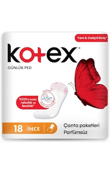 Kotex İnce Günlük Ped Parfümsüz 18'li 1 Paket