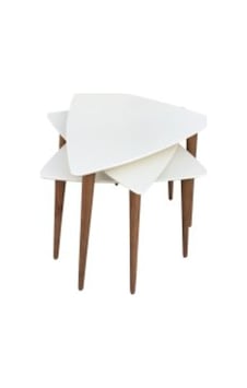 Zigon Sehpa Ahşap Kayın Retro Konik Ayak Model Üçgen Tabla Renk