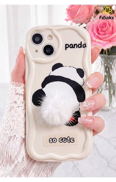 Fibaks iPhone 11 Uyumlu Kılıf Tasarımlı Desenli Kamera Korumalı Panda Beyaz Püsküllü Silikon Kapak Fibaks iPhone 11 Uyumlu Kılıf Tasarımlı Desenli Kamera Korumalı Panda Beyaz Püsküllü Silikon Kapak
