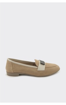 Derinet Hakiki Deri Tokalı Kadın Loafer Bej Süet Bej Süet Derinet Hakiki Deri Tokalı Kadın Loafer Bej Süet Bej Süet