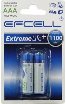 Efcell HR-1100AAA 1100 mAh AAA Ni-MH Şarj Edilebilir İnce Kalem Pil 2'li Efcell HR-1100AAA 1100 mAh AAA Ni-MH Şarj Edilebilir İnce Kalem Pil 2'li