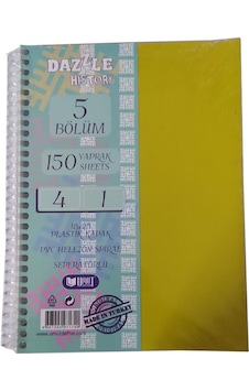 Orta Boy 4+1 Ayraçlı Defter 5 Konulu 150 Yaprak 1 Adet 4 Kareli 1 Çizgili Spralli Plastik Kapak Seperatörlü 18x25 Cm Sarı Orta Boy 4+1 Ayraçlı Defter 5 Konulu 150 Yaprak 1 Adet 4 Kareli 1 Çizgili Spralli Plastik Kapak Seperatörlü 18x25 Cm Sarı