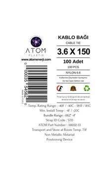 Kablo Bağı 3.6 X 150 Plastik Cırt Kelepçe Kablo Düzenleyici Cable Tie Kablo Bağı 3.6 X 150 Plastik Cırt Kelepçe Kablo Düzenleyici Cable Tie