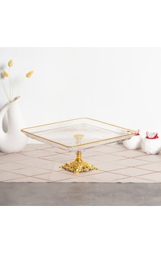 Elta Collection Paşabahçe Kristal Metal Ayaklı Yaldızlı Kare Pasta Sunumluk Yılbaşı Özel Gold Elta Collection Paşabahçe Kristal Metal Ayaklı Yaldızlı Kare Pasta Sunumluk Yılbaşı Özel Gold