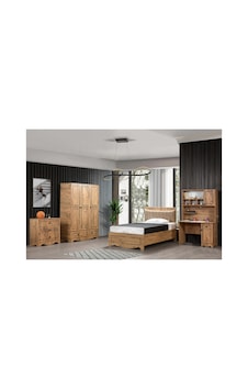 Papatya Genç Odası - 3 Kapılı Dolap, Bazalı Karyola, Masa, Şifonyer - 90x190 Ceviz Papatya Genç Odası - 3 Kapılı Dolap, Bazalı Karyola, Masa, Şifonyer - 90x190 Ceviz