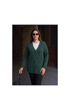Onno Style Women Kalp Desenli Klasik Triko Düğmeli Ceket Yeşil Onno Style Women Kalp Desenli Klasik Triko Düğmeli Ceket Yeşil