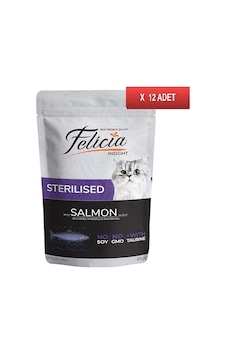 Felicia Somonlu Tahılsız Kısırlaştırılmış Pouch Yetişkin Kedi Maması 12 x 85 G Felicia Somonlu Tahılsız Kısırlaştırılmış Pouch Yetişkin Kedi Maması 12 x 85 G