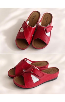 Mergenshoes A011 Kırmızı Günlük Poli Yumuşak Taban Kadın Terlik
