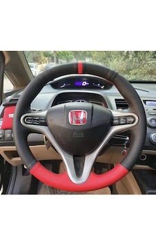 Honda Cıvıc Fd6 Araç Için Kırmızı Yüzüklü Noktalı Deri Araç Simit Direksiyon Kılıfı Honda Cıvıc Fd6 Araç Için Kırmızı Yüzüklü Noktalı Deri Araç Simit Direksiyon Kılıfı