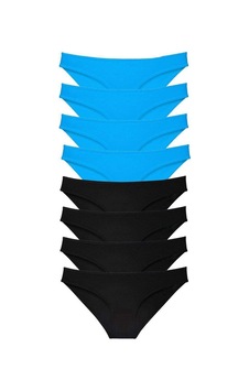 8 Adet Süper Eko Set Likralı Kadın Slip Külot Siyah Ve Mavi Standart 8 Adet Süper Eko Set Likralı Kadın Slip Külot Siyah Ve Mavi Standart