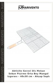 Aktivite Gereci Dis Mekan Sebze Pişirme Orta Boy Mangal Izgarası - 40x30 Cm - Ahşap Saplı Aktivite Gereci Dis Mekan Sebze Pişirme Orta Boy Mangal Izgarası - 40x30 Cm - Ahşap Saplı