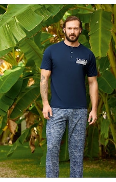 Aydoğan Erkek Kısa Kol Süprem Pijama Takım 240335 Lacivert Aydoğan Erkek Kısa Kol Süprem Pijama Takım 240335 Lacivert