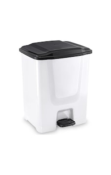 Flora F196-B Slim Pedallı Siyah Kapaklı Plastik Çöp Kovası Beyaz 10 L Beyaz
