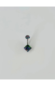 Mistik Topaz Taşlı Göbek Piercing - Pg0019 Çok Renkli Mistik Topaz Taşlı Göbek Piercing - Pg0019 Çok Renkli