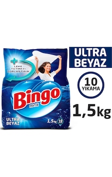 Bingo Matik Ultra Beyaz Toz Çamaşır Deterjanı 10 Yıkama 1500 G Bingo Matik Ultra Beyaz Toz Çamaşır Deterjanı 10 Yıkama 1500 G