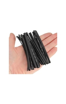 4Cm Ø3mm Hazır Kesilmiş Parça Daralan Makaron Siyah 100Adet