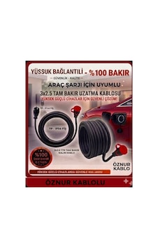Öznur Evden Araç Şarjı Uyumlu 25 Metre 3x2.5mm Ttr Tam Bakır Yağmur Altında Kullanıma Uygun Uzatma Seyyar - 879158988 Öznur Evden Araç Şarjı Uyumlu 25 Metre 3x2.5mm Ttr Tam Bakır Yağmur Altında Kullanıma Uygun Uzatma Seyyar - 879158988