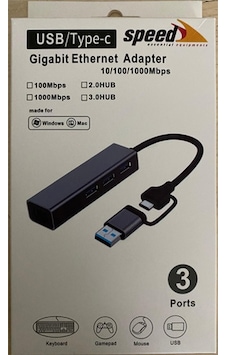 Speed Sp-uet01 3 Port Usb Type-c To Ethernet Gigabit Ethernet Rj45 Çevirici Speed Sp-uet01 3 Port Usb Type-c To Ethernet Gigabit Ethernet Rj45 Çevirici