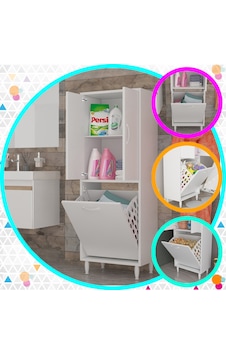 Modilayn Esinti 50X140 Cm Kirli Sepetli Çamaşır Dolabı, Banyo Düzenleyici Detarjan Temizlik Havlu Dolabı Çok Renkli Modilayn Esinti 50X140 Cm Kirli Sepetli Çamaşır Dolabı, Banyo Düzenleyici Detarjan Temizlik Havlu Dolabı Çok Renkli