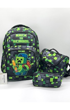 Minecraft Desen Termal Beslenmelikli Ve Kalemlikli Suya Dayanıklı Kumaş Sırt İlkokul Çantası / 3900 Yeşil Minecraft Desen Termal Beslenmelikli Ve Kalemlikli Suya Dayanıklı Kumaş Sırt İlkokul Çantası / 3900 Yeşil