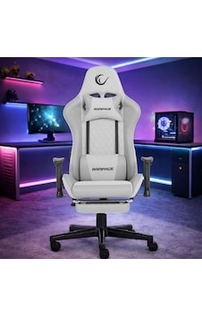 Rampage Kl-r27 Elemental Ayak Dayama Yerli Terletmez Kumaş Gri / Karbon Gaming Oyuncu Koltuğu Beyaz