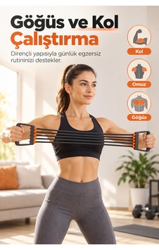 5 Lastikli Göğüs Direnç Yayı Kol Omuz Sırt Göğüs Egzersiz Aleti Evde Spor Fitness Ekipmanı Siyah