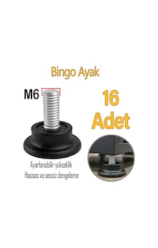16 Adet Bingo Rotil Ayak Ayakları M6 Civatalı 6 Mm Siyah Profil Ayağı 2.5 Cm 16 Adet Bingo Rotil Ayak Ayakları M6 Civatalı 6 Mm Siyah Profil Ayağı 2.5 Cm