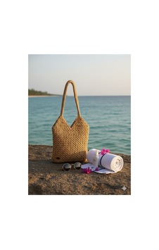 Execanta Omuz Çanta Kağıt İp Örme Hardal 31x43x25 Çok Renkli Execanta Omuz Çanta Kağıt İp Örme Hardal 31x43x25 Çok Renkli