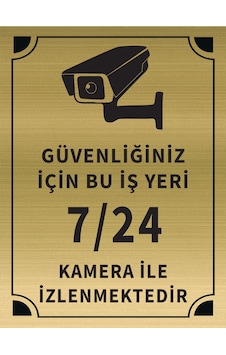 Mayeka Güvenliğiniz İçin Bu İşyeri 7 24 Kamera İle İzlenmektedir Levha Altın Metal Yönlendirme Mayeka Güvenliğiniz İçin Bu İşyeri 7 24 Kamera İle İzlenmektedir Levha Altın Metal Yönlendirme