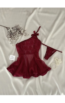 Mh Moony Homewears Fire Seksi Ekstra Mini Gecelik Iç Giyim Seti Bordo Mh Moony Homewears Fire Seksi Ekstra Mini Gecelik Iç Giyim Seti Bordo