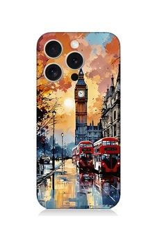 Apple Uyumlu iPhone 15 Pro Max Londra Sokakları Desenli Silikon Kılıf Silikon Apple Uyumlu iPhone 15 Pro Max Londra Sokakları Desenli Silikon Kılıf Silikon
