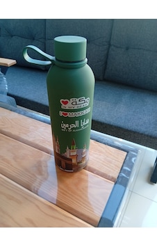 Medine Ürünü Matara Mekke Medine Görselli 750 Ml Matara Yeşil Çimen Yeşili