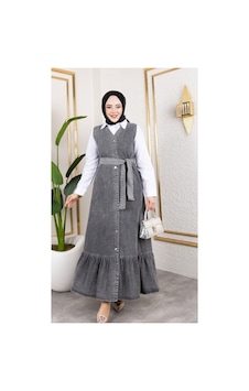 Harman Butik Kadın Düğmeli Kuşaklı Kot Jile Siyah Harman Butik Kadın Düğmeli Kuşaklı Kot Jile Siyah