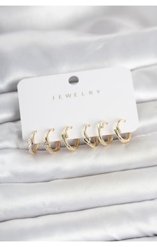 Pirinç Botega Model Kadın Küpe Seti Gold Renk Renkli Pirinç Botega Model Kadın Küpe Seti Gold Renk Renkli