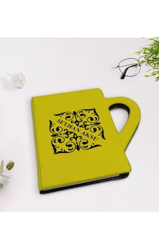 Kişiye Özel İsimli Kupa Şeklinde Sarı Termo Deri Defter Model 10