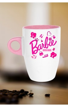 Enter Mode Barbie Baskılı Kupa Bardak Porselen Latte Filtre Kahve Fincanı Pembe